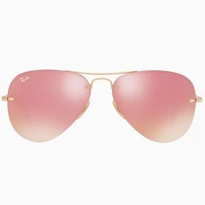 Ray Bans in rose colored flash lenses